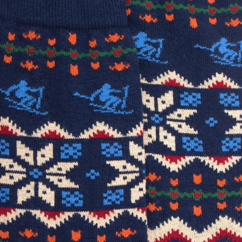 chaussettes_homme_en_coto_1-8.webp Homme Doré Doré Chaussettes^Chaussettes homme en coton à motif de Noël - Bleu Voilier