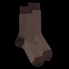 Homme Doré Doré Chaussettes^Chaussettes homme en fil d'Écosse renforcé à motifs caviar - Couleur café & Beige Sable