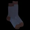 Homme Doré Doré Chaussettes^Chaussettes homme en fil d'Écosse renforcé à motifs caviar - Couleur café & Bleu Bassin