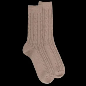Homme Doré Doré Chaussettes^Chaussettes homme en laine à motif torsadés - Beige Sable