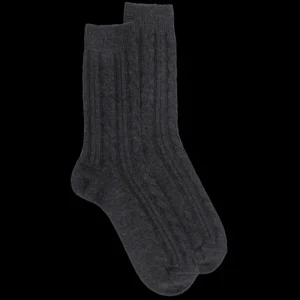Homme Doré Doré Chaussettes^Chaussettes homme en laine à motif torsadés - Gris anthracite