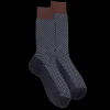 Homme Doré Doré Chaussettes^Chaussettes homme en laine à motif à trois couleurs - Bleu corsaire & cacao