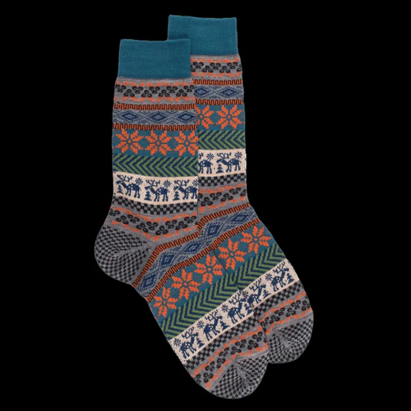 chaussettes_homme_en_lain_0-40.webp Homme Doré Doré Chaussettes^Chaussettes homme en laine à motif de Noël - Gris Bourrasque & Bleu golfe