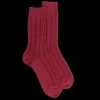 Homme Doré Doré Chaussettes^Chaussettes homme en laine à motif torsadés - Rouge pommard