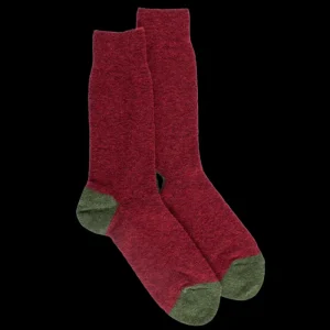 Homme Doré Doré Chaussettes^Chaussettes homme en laine polaire - Rouge pommard & Vert Campagne