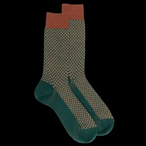 Homme Doré Doré Chaussettes^Chaussettes homme en laine à motif à trois couleurs - Gris-vert Fer & Orange écureuil