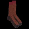 Homme Doré Doré Chaussettes^Chaussettes homme en laine à motif à trois couleurs - Marron Chocolat & Rouge pommard