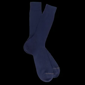 Homme Doré Doré Chaussettes^Chaussettes homme en laine mérinos extra fine - Bleu Caban