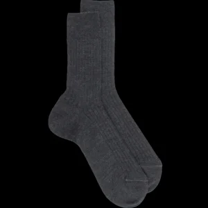 Homme Doré Doré Chaussettes^Chaussettes homme en laine mérinos côtelées - Gris foncé