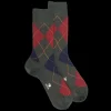 Homme Doré Doré Chaussettes^Chaussettes homme en laine mérinos à motif à losanges - Vert thuya & bleu caban