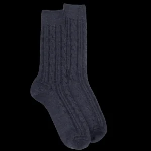 Homme Doré Doré Chaussettes^Chaussettes homme en laine à motif torsadés - Bleu corsaire