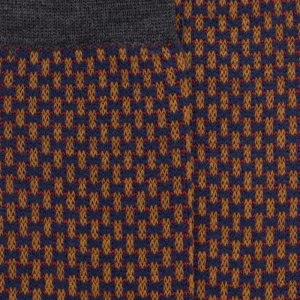 Homme Doré Doré Chaussettes^Chaussettes homme en laine à motif à trois couleurs - Bleu caban & gris étain