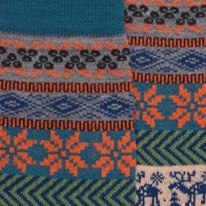 Homme Doré Doré Chaussettes^Chaussettes homme en laine à motif de Noël - Gris Bourrasque & Bleu golfe