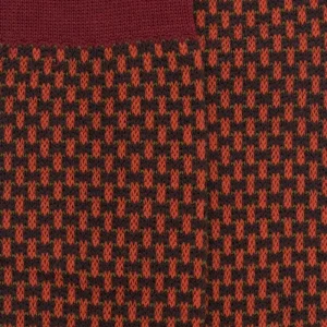 Homme Doré Doré Chaussettes^Chaussettes homme en laine à motif à trois couleurs - Marron Chocolat & Rouge pommard