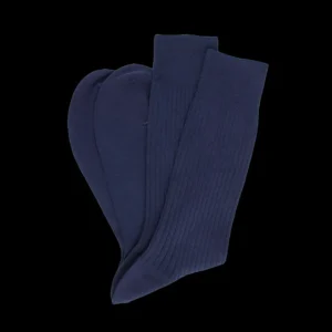 Homme Doré Doré Chaussettes^Chaussettes homme en laine mérinos extra fine - Bleu Caban