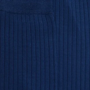 Homme Doré Doré Chaussettes^Chaussettes homme fines à côtes en fil d'Écosse - Bleu Voilier