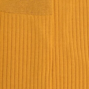 Homme Doré Doré Chaussettes^Chaussettes homme fines à côtes en fil d'Écosse - Jaune Pissenlit