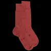 Homme Doré Doré Chaussettes^Chaussettes homme fines en fil d'Écosse - Rouge brique
