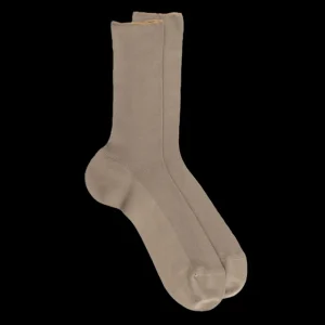 Homme Doré Doré Chaussettes^Chaussettes homme jambe sensible sans bord élastique en fil d'Ecosse - Terre kaki