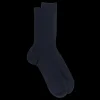 Homme Doré Doré Chaussettes^Chaussettes homme jambe sensible sans bord élastique en fil d'Ecosse - Bleu foncé