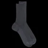 Homme Doré Doré Chaussettes^Chaussettes homme jambe sensible sans bord élastique en fil d'Ecosse - Gris foncé