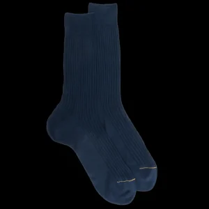 Homme Doré Doré Chaussettes^Chaussettes homme luxe en pur fil d'écosse extra fin - Bleu marine
