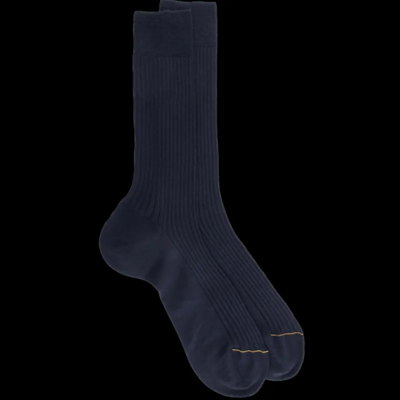 chaussettes_homme_luxe_en_0-23.webp Homme Doré Doré Chaussettes^Chaussettes Homme luxe en laine mérinos extra fine - Bleu marine foncé