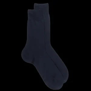 Homme Doré Doré Chaussettes^Chaussettes Homme pur fil d'écosse en maille jersey - Bleu marine foncé