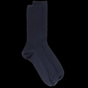 Homme Doré Doré Chaussettes^Chaussettes homme spéciales jambes sensibles sans bord élastique en laine - Bleu foncé