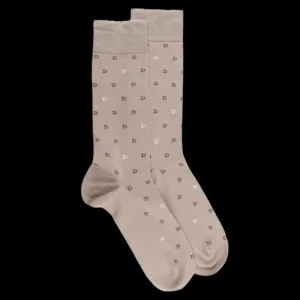 Homme Doré Doré Chaussettes^Chaussettes hommes en fil d'Ecosse avec petit motif D en deux couleurs -