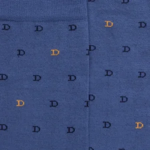 Homme Doré Doré Chaussettes^Chaussettes hommes en fil d'Ecosse avec petit motif D en deux couleurs -