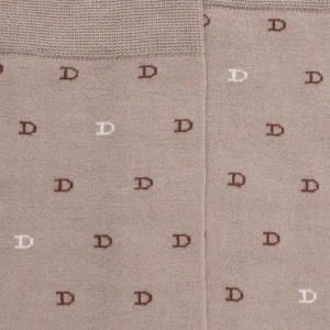 Homme Doré Doré Chaussettes^Chaussettes hommes en fil d'Ecosse avec petit motif D en deux couleurs -