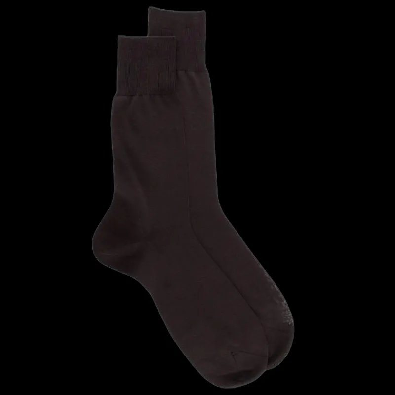chaussettes_jersey_en_fil_0.webp Homme Doré Doré Chaussettes^Chaussettes jersey en fil d'écosse renforcé - Marron