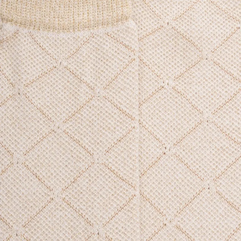chaussettes_longues_pour__1-10.webp Femme Doré Doré Chaussettes Hautes^Chaussettes longues pour femmes en coton égyptien et cachemire avec effet brillant à motifs de diamants - Écru