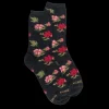 Femme Doré Doré Chaussettes^Chaussettes pour dames en coton à motifs de roses - Gris anthracite