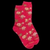 Femme Doré Doré Chaussettes^Chaussettes pour dames en coton à motifs de roses -