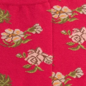 Femme Doré Doré Chaussettes^Chaussettes pour dames en coton à motifs de roses -