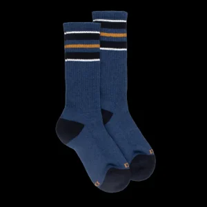Enfant Doré Doré Chaussettes^Chaussettes pour enfants en coton éponge uni avec rayures sur le bord - Bleu pêcheur