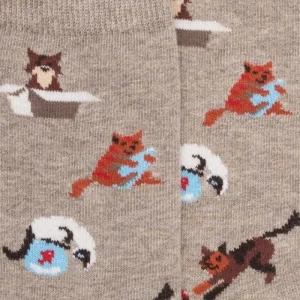 Enfant Doré Doré Chaussettes^Chaussettes pour enfants en coton à motifs de chats - Beige Sahara