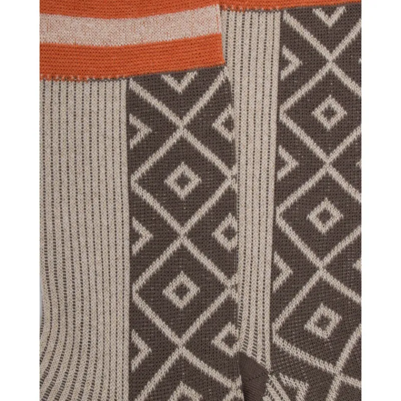 chaussettes_pour_femme_en_1.webp Femme Doré Doré Chaussettes^Chaussettes pour femme en fil d'Ecosse mi-rubané et mi-rhombique avec effet brillant - Blanc Grive