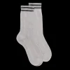 Femme Doré Doré Chaussettes^Chaussettes pour femmes ajourées en fil d'Ecosse - Gris Albatros & Gris étain