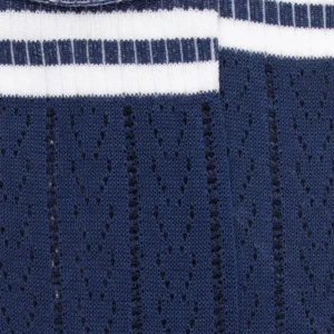 Femme Doré Doré Chaussettes^Chaussettes pour femmes ajourées en fil d'Ecosse - Bleu Voilier & Blanc