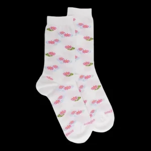 Femme Doré Doré Chaussettes^Chaussettes pour femmes en fil d'Ecosse à motifs de nénuphars -