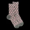 Femme Doré Doré Chaussettes^Chaussettes pour femmes en coton égyptien avec motif de vagues verticales sans bord élastique. -