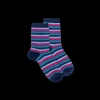Femme Doré Doré Chaussettes^Chaussettes pour femmes en coton égyptien à rayures égales - Bleu Voilier