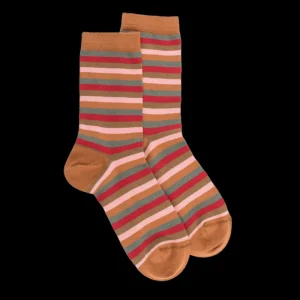 Femme Doré Doré Chaussettes^Chaussettes pour femmes en coton égyptien à rayures égales -