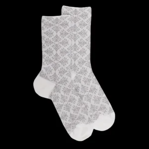 Femme Doré Doré Chaussettes^Chaussettes pour femmes en fil d'Ecosse à motifs d'éventails avec effet scintillant -
