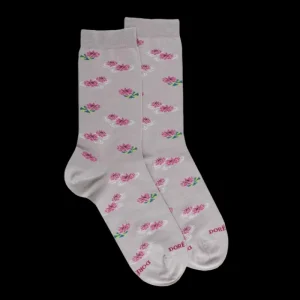Femme Doré Doré Chaussettes^Chaussettes pour femmes en fil d'Ecosse à motifs de nénuphars - Gris Métal