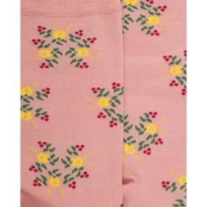 Femme Doré Doré Chaussettes^Chaussettes pour femmes en fil d'Ecosse à motifs floraux - Rose Praline