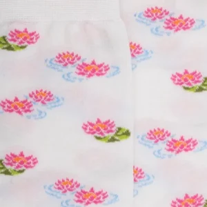 Femme Doré Doré Chaussettes^Chaussettes pour femmes en fil d'Ecosse à motifs de nénuphars -